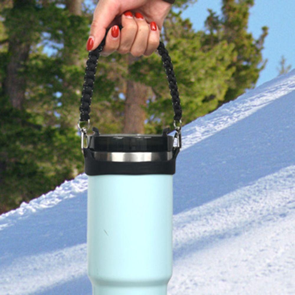 Hand-Free Woven Water Bottle Sling Rope Reusable Stretchable Braided Water Bottle Handle Strap Color Blocking Universal
