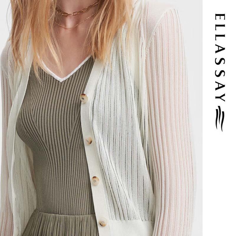 ELLASSAY Women's V-Neck Knit Cardigan