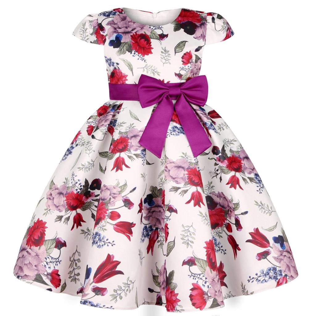 Kids Girls Bow Girl Party Princess Dresses Children Ball Gown Costume Festival Host Children Dress