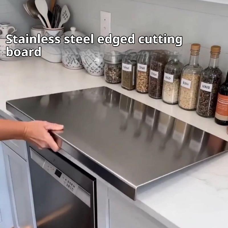 L-Shaped Chopping Board Stainless Steel Large Size Doublesided Chopping Board Kitchen Tool Home Fruit Cutting And Kneading Panel
