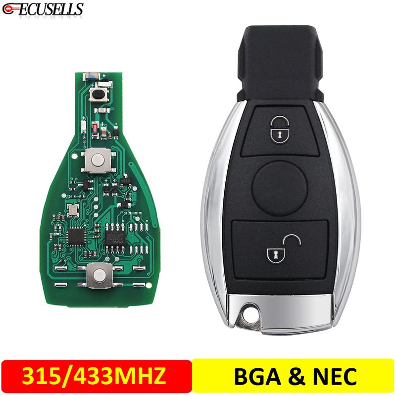 Ecusells 2 Button Smart Remote Car Key 315Mhz 433Mhz NEC BGA Style  for A E S G CLK SLK ML Class 2000+ Uncut Blade