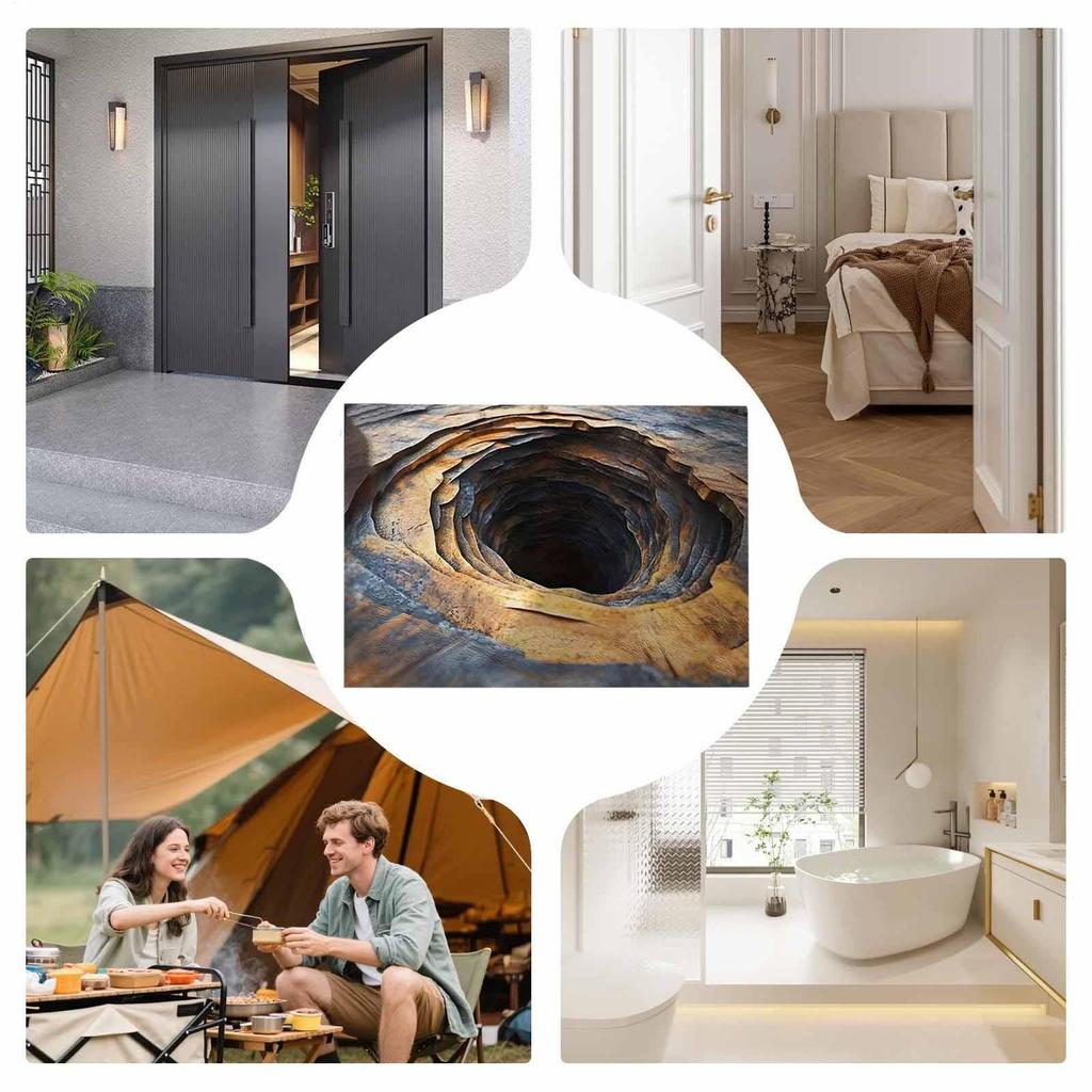 Entrance Carpet Realistic Abstract Non Slip 3D Hole Optical Illusion Area Rug For Bedroom Study Guesthouse Front Door Sofa Side