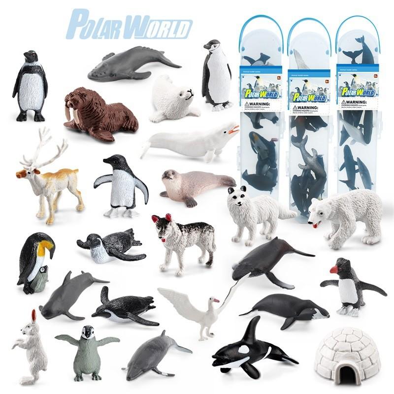 Realistisches Miniatur-Arktis- und Antarktis-Pinguin-Wal-Tier-Modellset PVC-Figuren