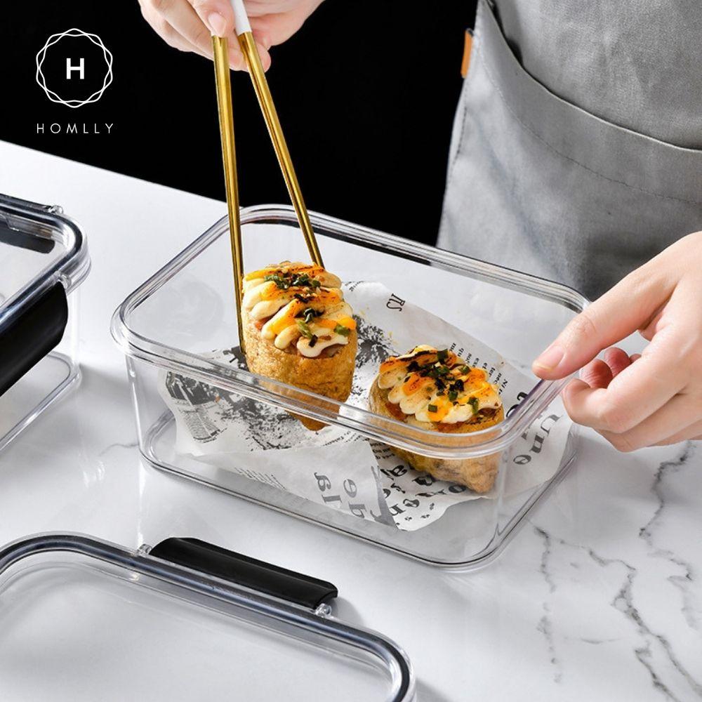 HOMLLY BPA-Free Air Tight Plastic Food Storage Container with Four-Latch Lid for Lunch, Meal Prep and Leftovers  ( X3 PCS)