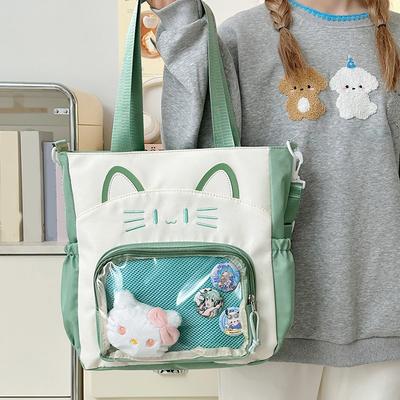 Large-capacity Student Tutorial Crossbody Bag Japanese JK Anime-style Transparent Handbag Women's Shoulder Tote Bag