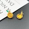 Simple Temperament Zircon Orange Fruit Earrings Fresh Lemon Orange Stud Earrings
