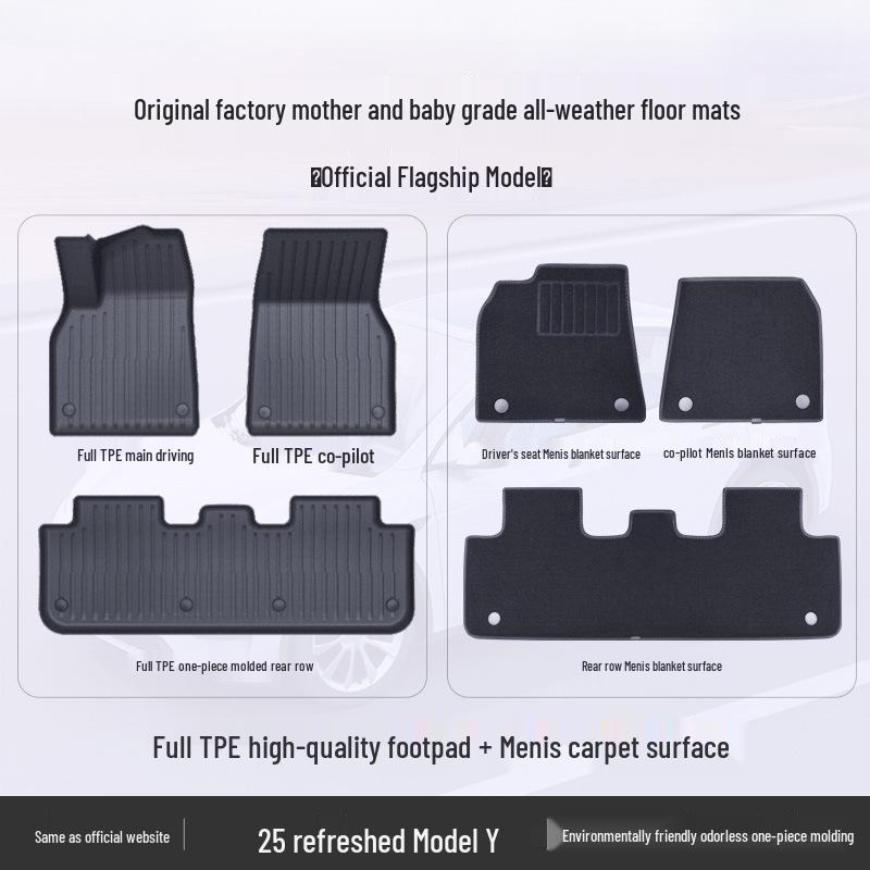 Tesla Model Y & 3 Custom TPE Floor Mats - Full Surround Car Carpets