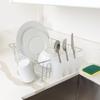 Small Wire Dish Rack Kitchen Organizer with Cutlery Cup Compact Dish Drainer Stainless Steel Countertop Drying and Storage