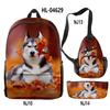 Classico Novità Strano Divertente Cool Husky Stampa 3D 3pz/Set alunno Zaini Scolastici Zaino per Viaggio per Laptop Borsa da Petto Astuccio