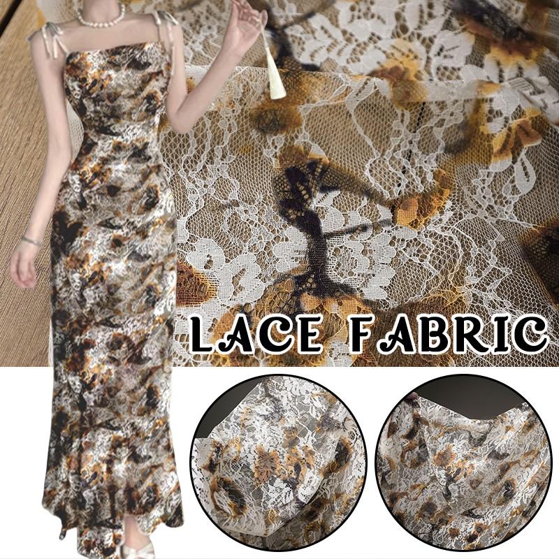 50cm Make Old Lace Printed Fabric French Retro Sewing Cardigan Dress Clothing Curtain DIY Material Handmade Wedding Dress Cloth