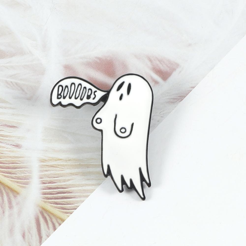 Cute Smoking Boo Ghost Enamel Pin Brooch Cartoon Women Men Denim Jackets Lapel Pins Backpack Badges Kids Fashion Jewelry