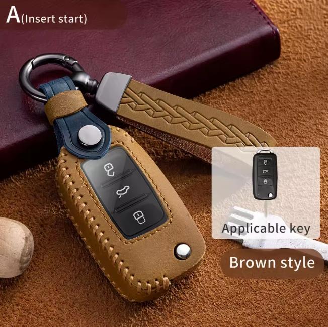 

Новый чехол для ключа-пульта автомобиля для Volkswagen VW Polo Golf Passat Tiguan Beetle Caddy T5 Up Eos Skoda Octavia Seat Leon Altea A style коричневый