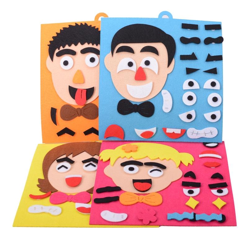3D Children Jigsaw Material Kit Toys Stickers Facial Expressions DIY Assembling Puzzles Handmade Toys