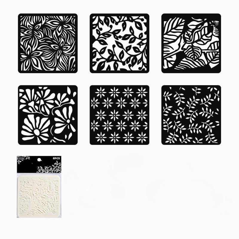

6 шт./набор текстурных трафаретов для рисования трафаретов для рисования и декора волнистые цветочные трафареты с бабочками шаблоны школьных принадлежностей
