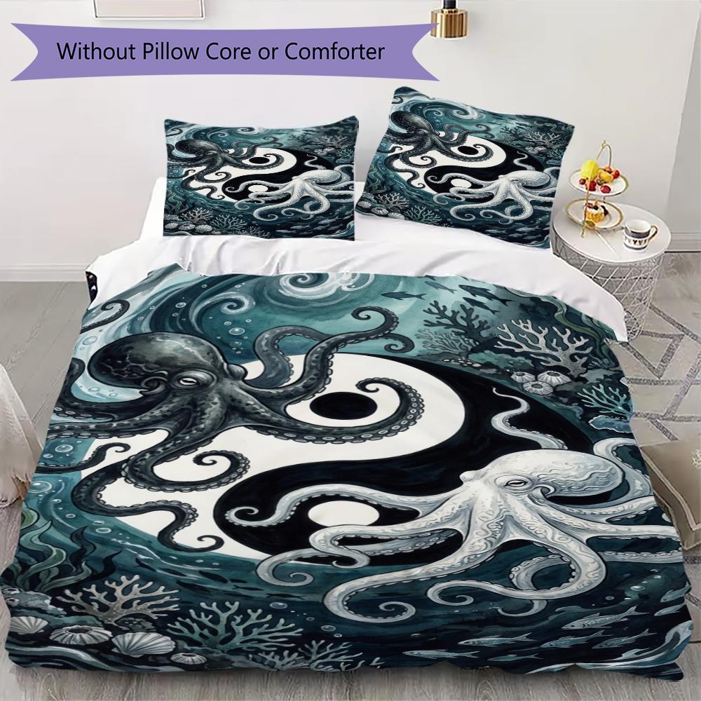 B&W Tai Chi Pattern Bedding uilt Set uilt Cover Pillowcase Home Decoration Birthday Gift (1 * duvet cover + 2 * pillowcase without core)103