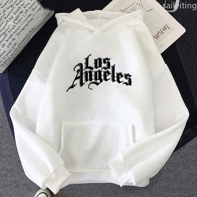 Los Angeles Printing Sweatshirts Hip Hop Style Hoodies High Spring Autumn Casual Hooded Pullover Tops Winter Clothes Women