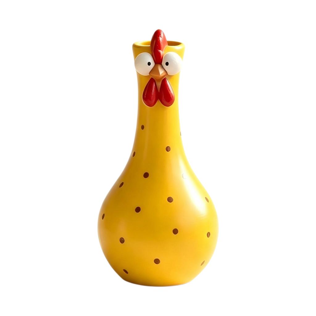 Decorative Long Neck Chicken Vase Resin Figurine Home Office Desk Sculpture Ornament