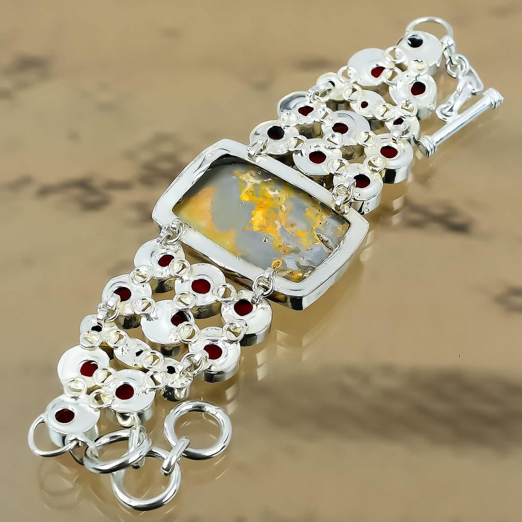 Natural Bumble Bee Jasper Chain Adjustable Bracelet 925 Silver For Girls