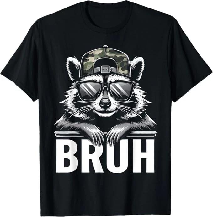 

Bruh Raccoon Trash Racoon Camo Hat Youth Teens Kids Slang T-Shirt 100