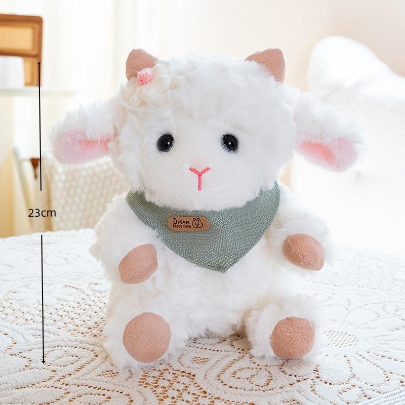 23cm Kawaii Scarf Bear Bow Tie Sheep Plush Toy Cute Lamb Doll Children's Room Decor Creative Animal Stuffed Doll Birthday Gift
