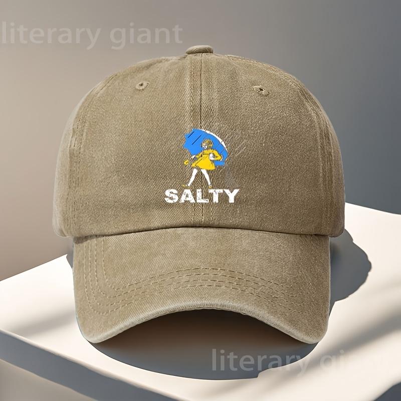 Pc Salty Letter Pattern Print Adjustable Vintage Washed Baseball Cap with Umbrella Unisex Streetwear Outdoor Fashion Casual