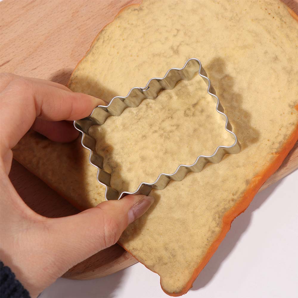 6Pcs Stainless Steel Blessing Frame Biscuit Mold Rectangle/Square Wave Lace Edge Biscuit Mold Classic Durable Cookie Cutter