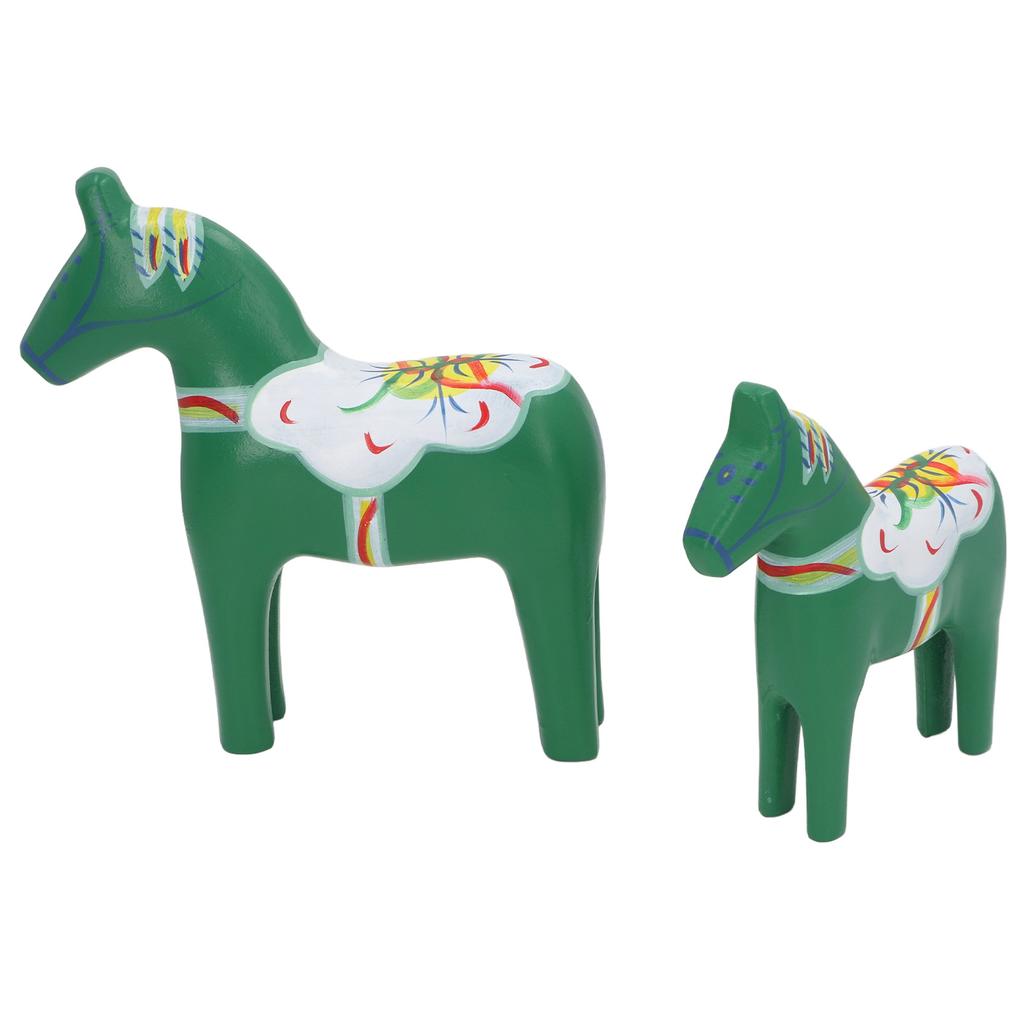 1 Pair Swedish Dala Horse Decor Wooden Traditional Painted Dalecarlian Horse Statue Figurine Home Ornament Handicraft