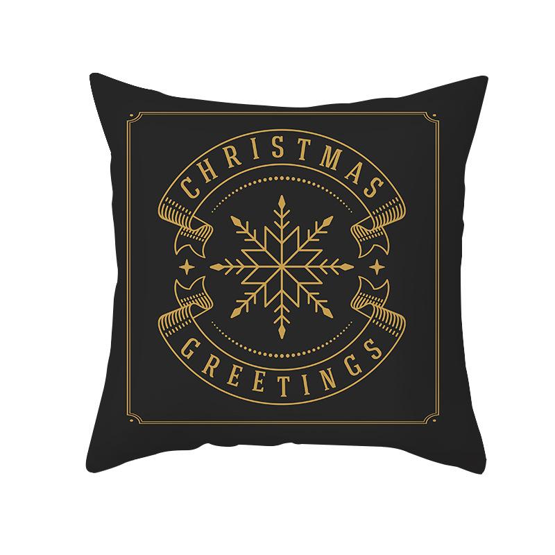 New Black Hot Stamping Christmas Pillow Cover Golden Elk Christmas Tree Sofa Cushion Cover Home