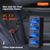 Car Lighter One To Four Lighter Multi-function Adapter Plug Super Fast Charging Retractable Cable Car Charger
