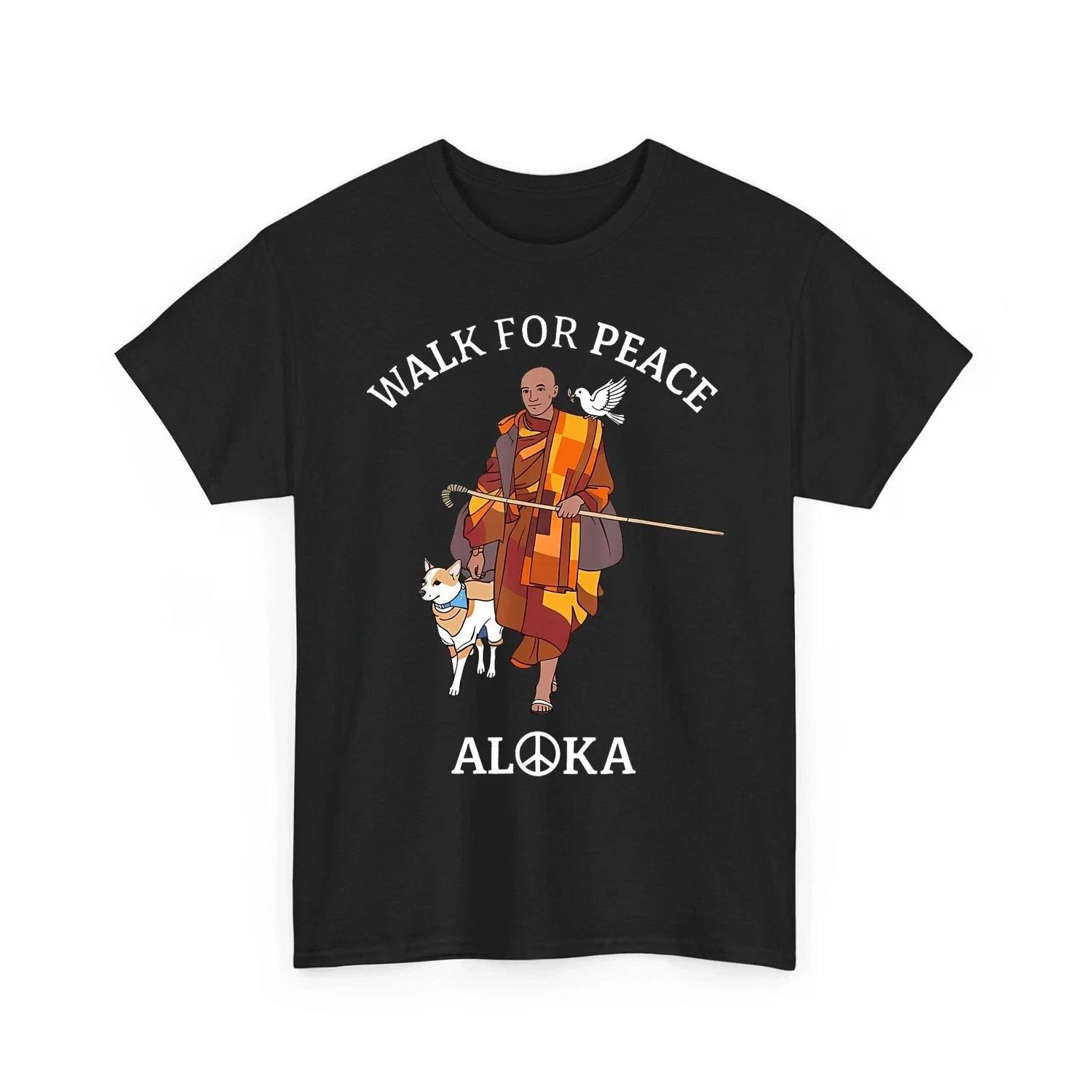 Walk for Peace Monks with Aloka Dog Shirt, Peaceful Path Women Men Shirt M