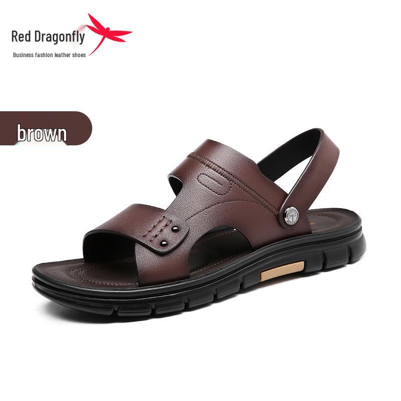 Red Dragonfly 2024 Men s Summer Soft Sole Non-slip Sandals: Breathable Dual-use Casual Beach Shoes 38