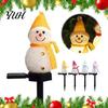 LED Decorative Lawn Ornament Solar Snowman Pathway Lights, Outdoor Waterproof Ground Stake with Resin Landscape Lamp Light, Garden Light for