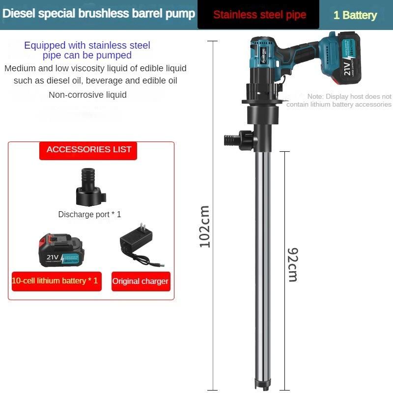 Portable Lithium Battery Oil Diesel Pump Special Brushless Oil Barrel Pump High-power Rechargeable Refueling Pump