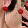 Ankara Red Round Resin Stud Earrings: Six-Piece Silver Needle Set – Simple, Versatile, and Stylish Jewelry