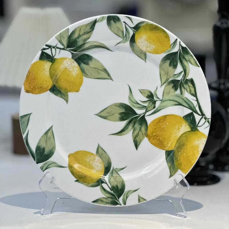 Lemon Pattern Porcelain Plate Ceramic Bowl Hand-painted Round Dinner Plate Fruit Dish Kitchen Plates Japanese Dishes