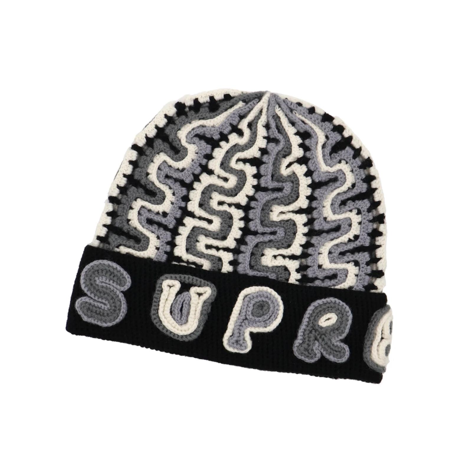 Supreme Yarn Applique Beanie Black One-Size