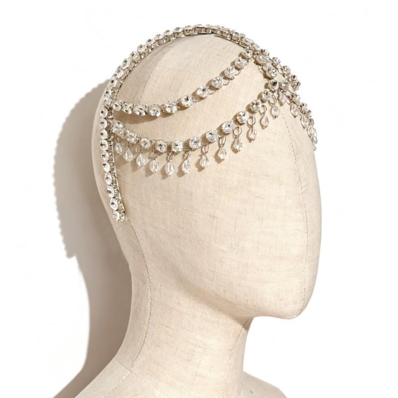 Water Drop Hair Chain Women Exaggerated Heavy Work Design Multi-layer Tassel Rhinestones Headwear Stage Party Accessories