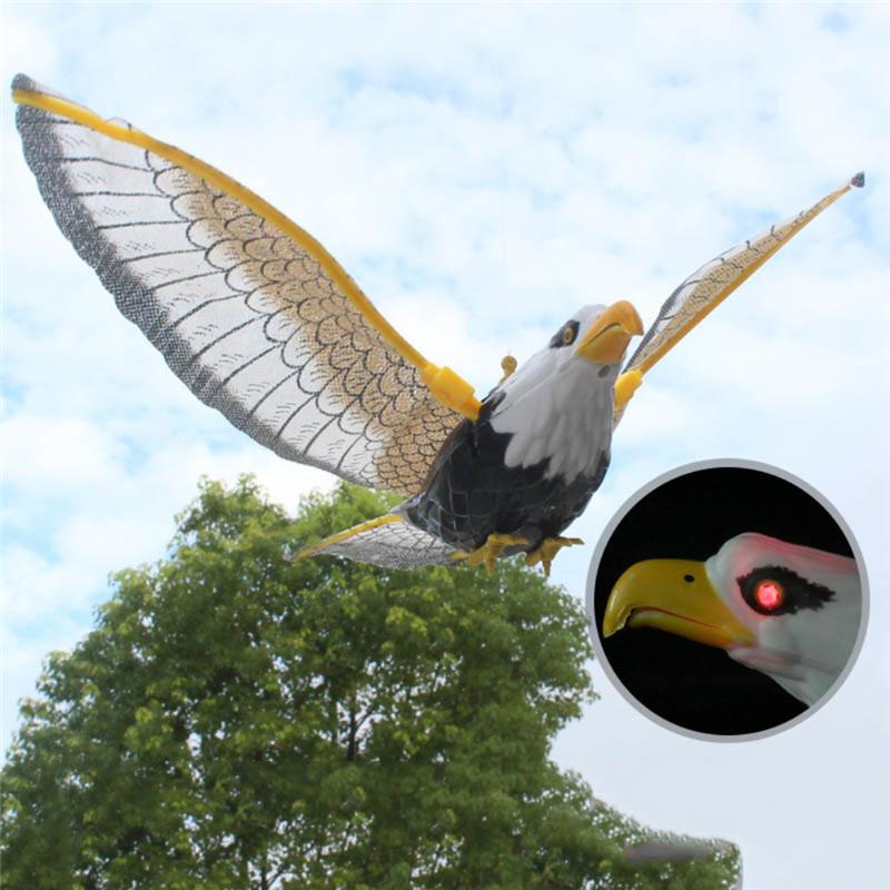 Luminous Bird Repellent Hanging Eagle With Music Flying Bird Scarer Garden Decoration Portable Flying Bird Garden Decor