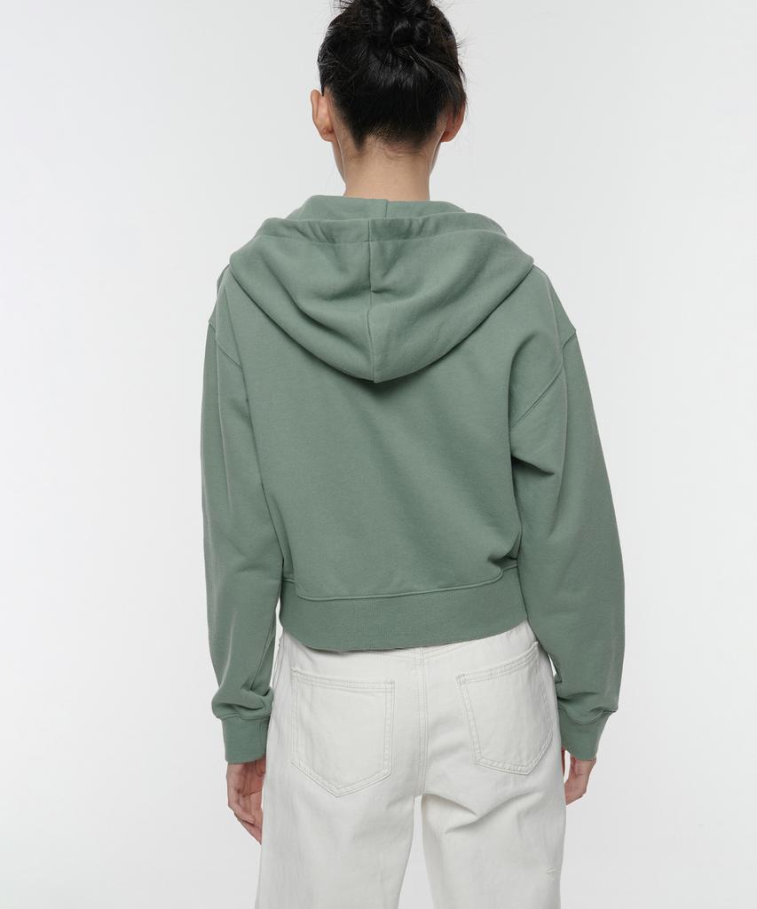 Musinsa Standard Woman Women'S Crop Hooded Sweat Zip-Up [Dusty Green]