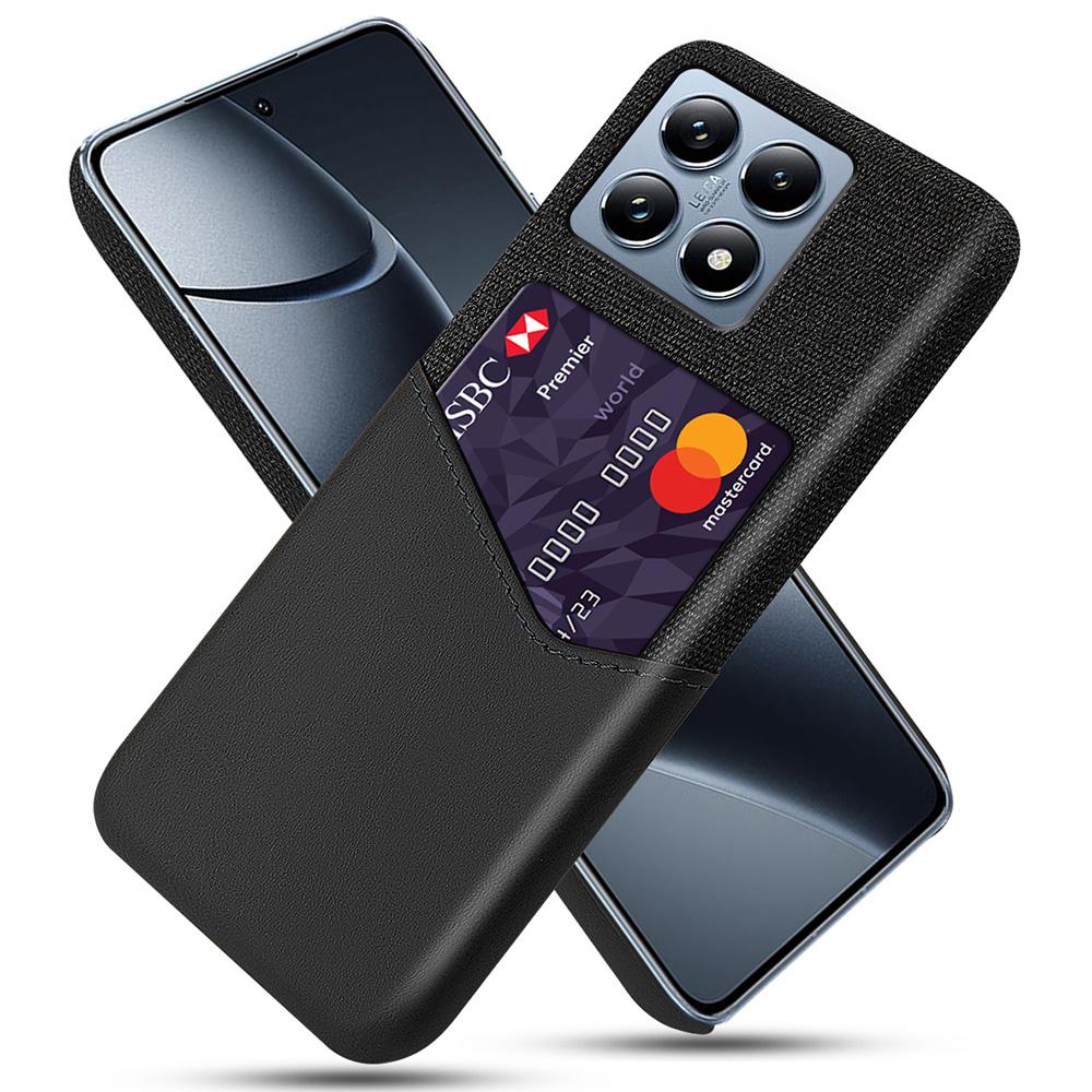 For Xiaomi 14T Pro Case PU Leather Card Slot Cloth Texture Hard PC Phone Cover