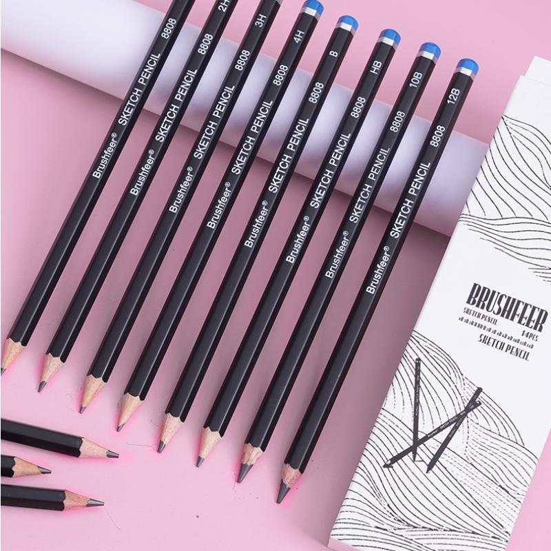 14Pcs/Set Drawing Pencil Set Wooden Professional Art Supplies Hard/Medium/Soft Sketch Charcoal Pencils Art Painting Stationery