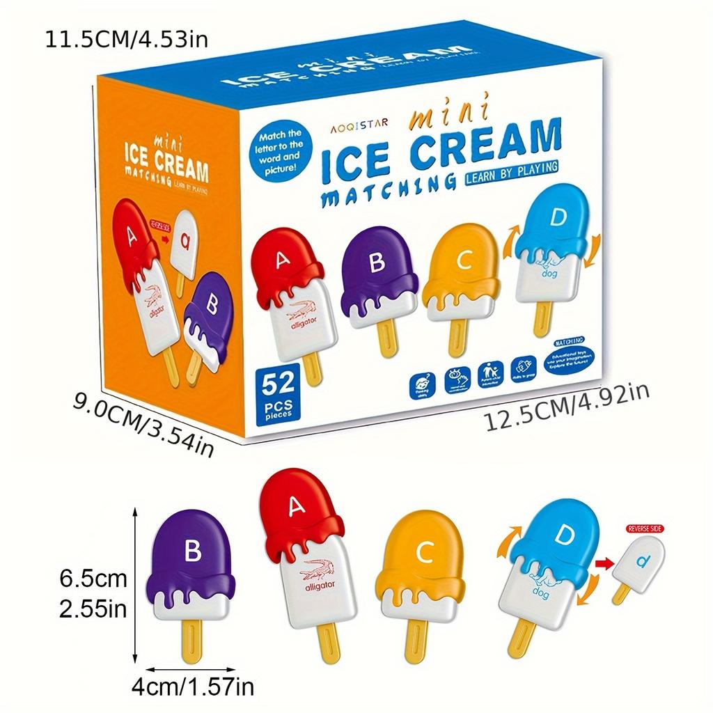 Matching Letters Ice Cream Toy Alphabet Match Uppercase Lowercase Color Cognitive Pairing Game Education Learning For Boy Girl