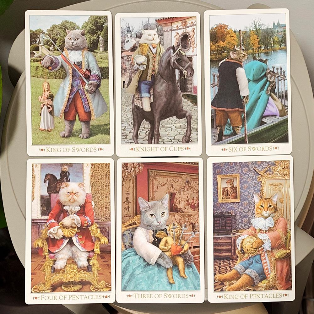 The Baroque Bohemian Cats’ Tarot Deck 12*7cm, 79-Card Feline Fantasy Vintage Baroque Style Cat Tarot Double-embossed