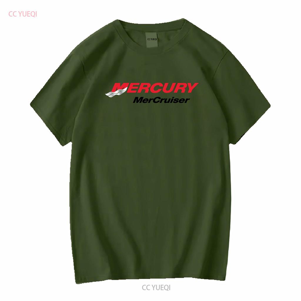 Mercury MerCruiser Outboard Motor Logo White T Shirt Boating Long or Short Sleeves Vintage Washed Soft Top For Everyday Wear