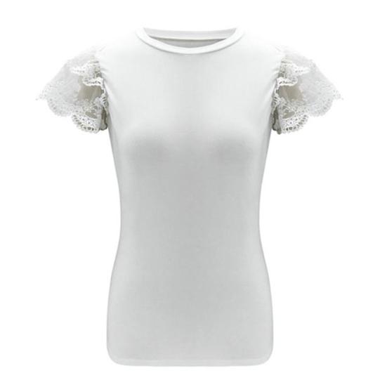 

Женская сексуальная однотонная тонкая блузка с круглым вырезом и короткими рукавами L бежевый