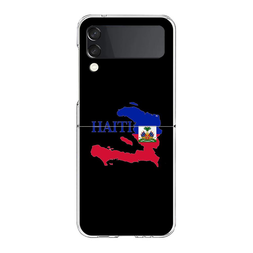 

Чехол для телефона для Samsung Galaxy Z Flip 3 4 5 Прозрачный складной Высокопрочный ПК Чехол для Galaxy Z Flip 3 5 Крышка доставка Флаг Гаити Galaxy Z Flip 4