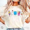 Comfort Colors Lustiges Doodle Lehrerhemd, Süße Geschenke für Lehrerwertschätzung, Lehrerteam Outfit, Zurück zur Schule Grafik-T-Shirt, Schulbedarf