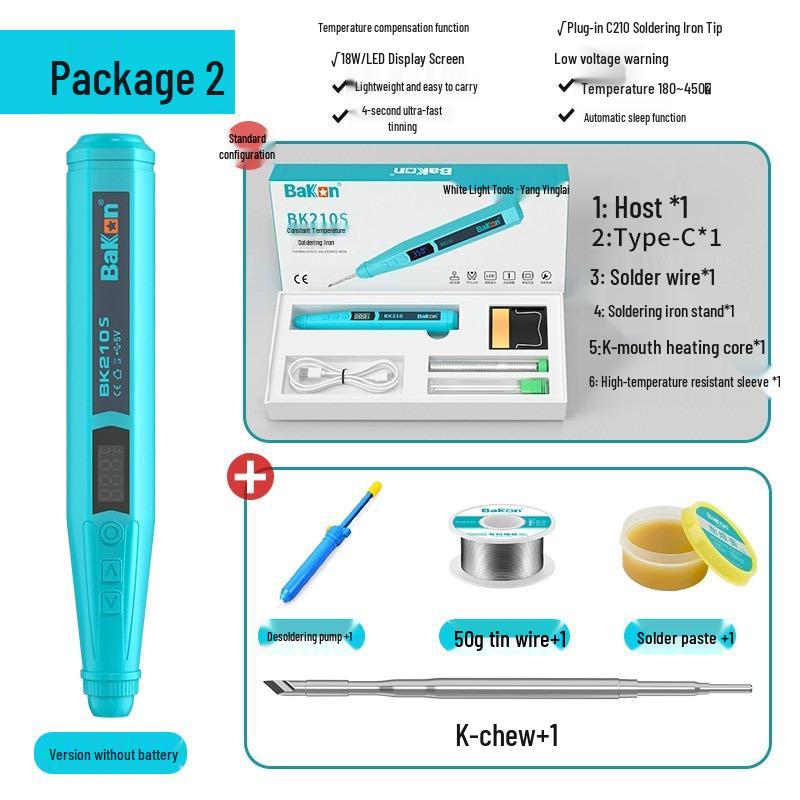 Bakon White Light BK210 USB Wireless Mini Soldering Iron – Portable Electric Welding Pen with Household Tin Soldering Capability.