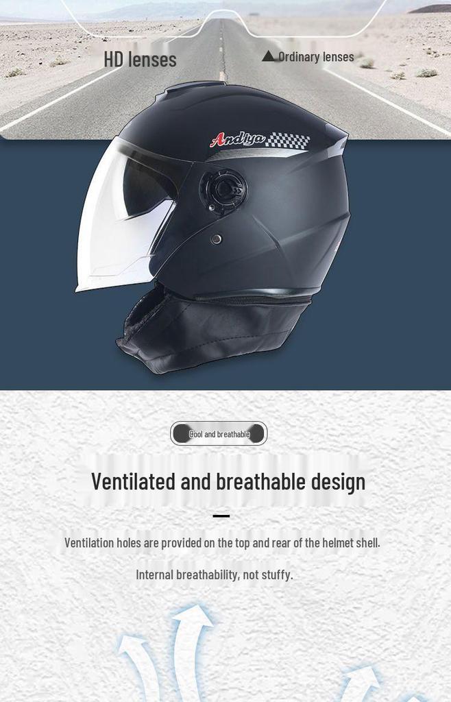 Universal All-Season Electric Helmet with Anti-Fog & Warmth, Dual Visors, for Men & Women