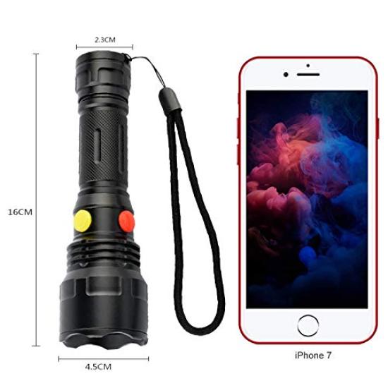 WINDFIRE LED Tactical Flashlight with and White Independent Magnetic Waterproof Flashlight for Emergency Power and Night Fishing Flashlight,